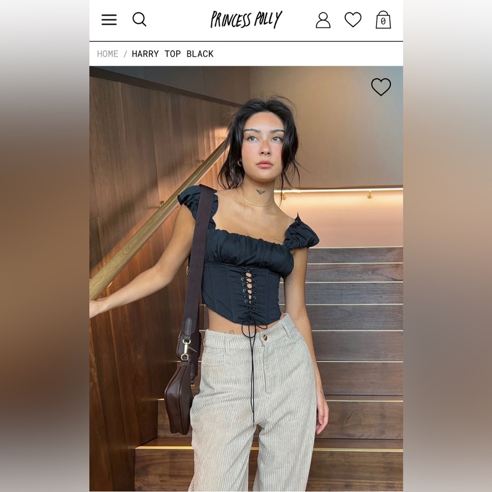 PRINCESS POLLY Harry Top Black